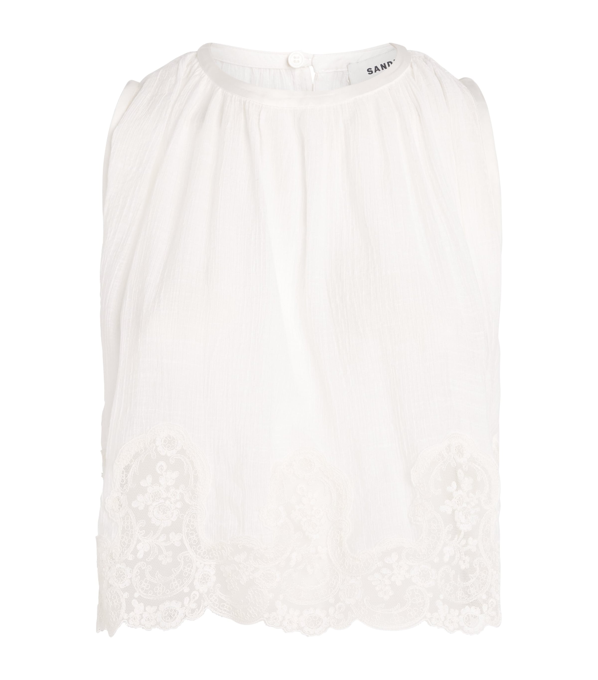 Sandro Paris Womens Broderie Anglaise Crop Top White