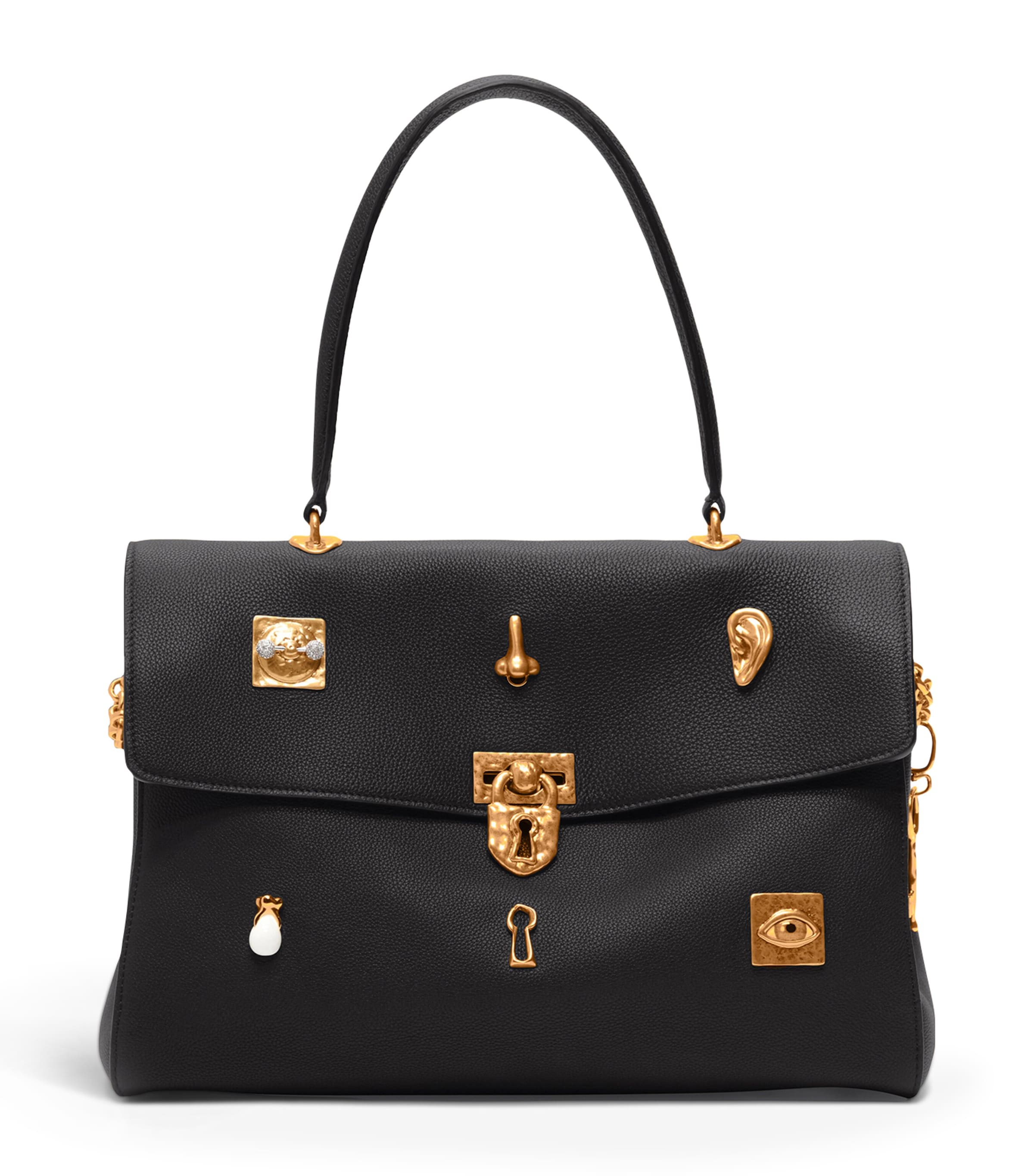 Schiaparelli Leather Secret Bijoux Top-Handle Bag Black
