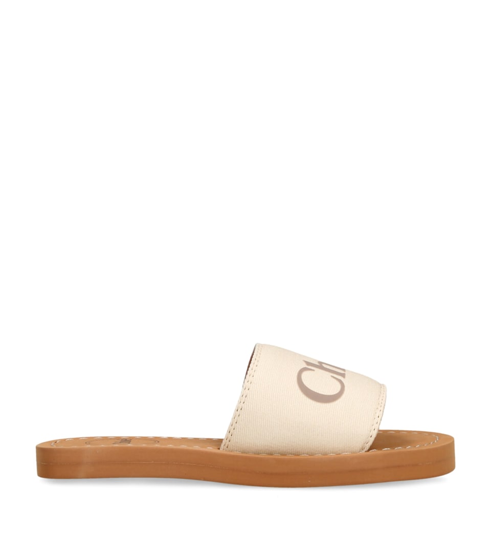 Chloé Kids Canvas Logo Slides White