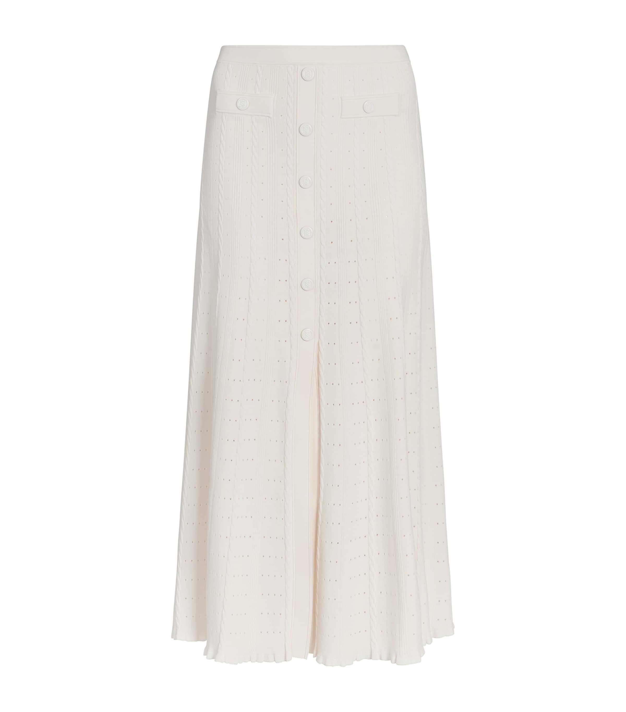 Pointelle-Knit Midi Skirt