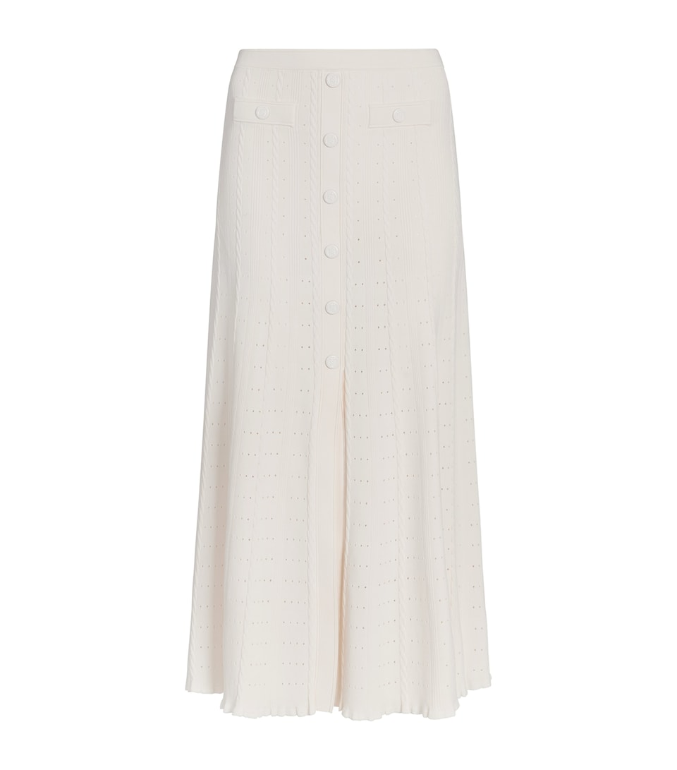 Pointelle-Knit Midi Skirt