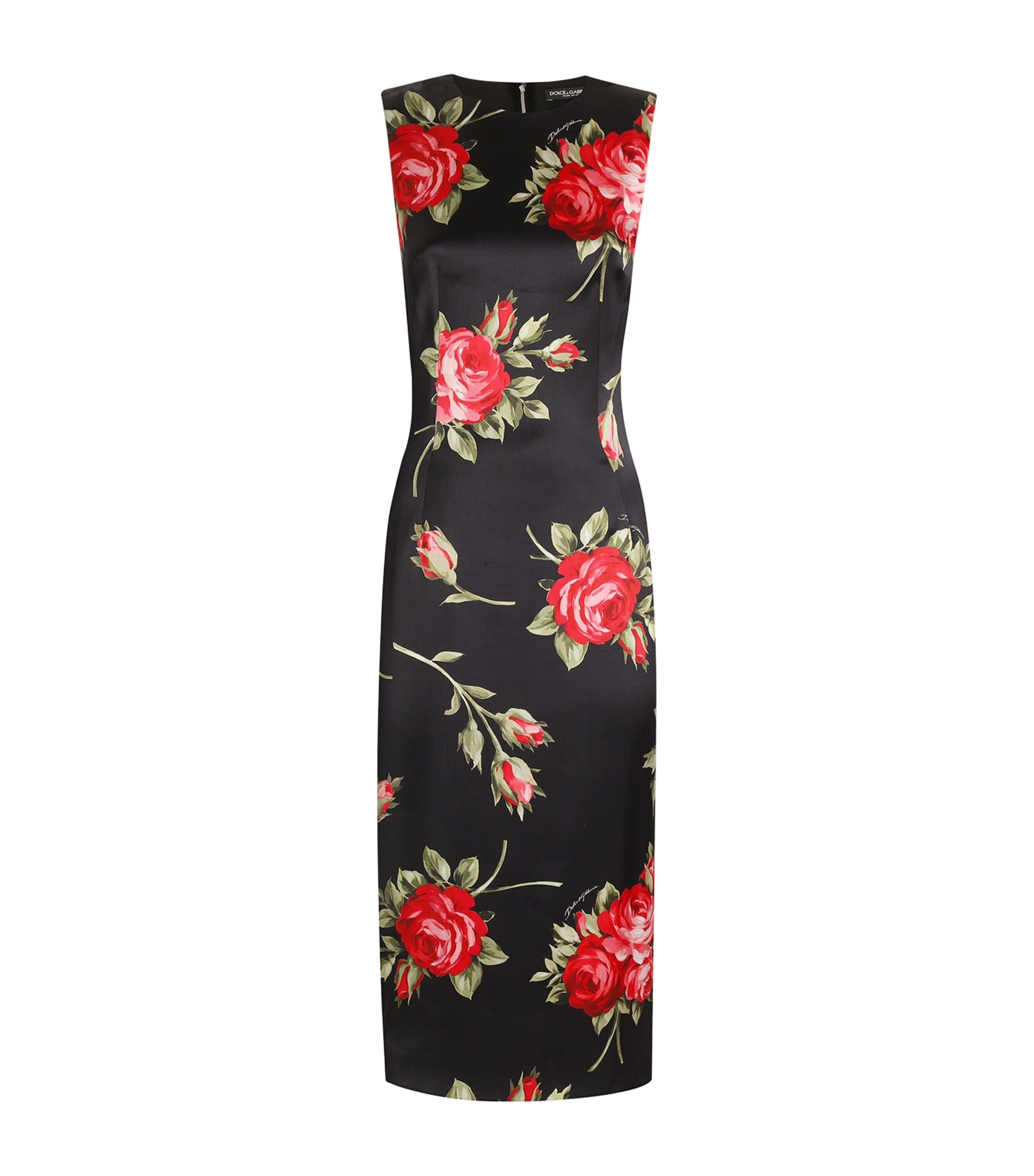 Dolce&Gabbana Womens Floral Sleeveless Midi Dress Bouq