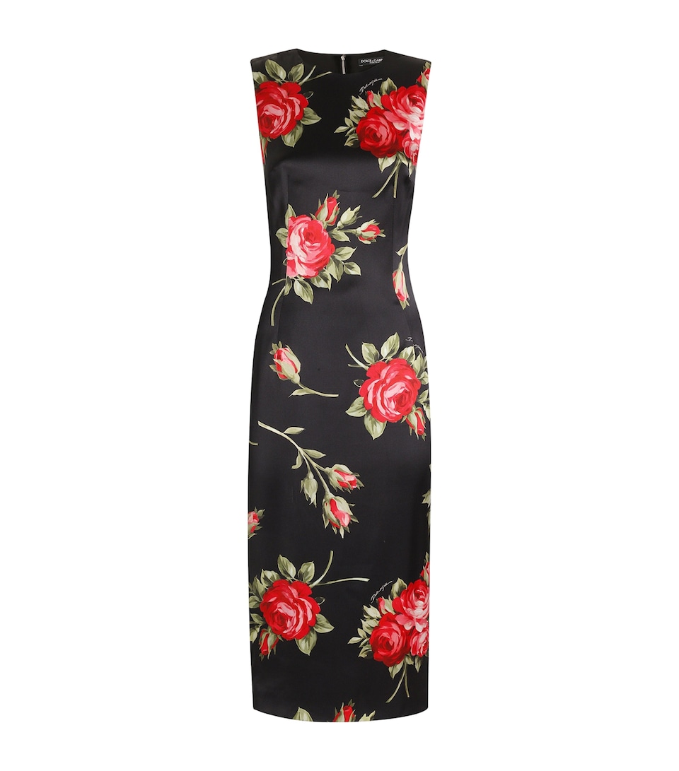Dolce&Gabbana Womens Floral Sleeveless Midi Dress Bouq