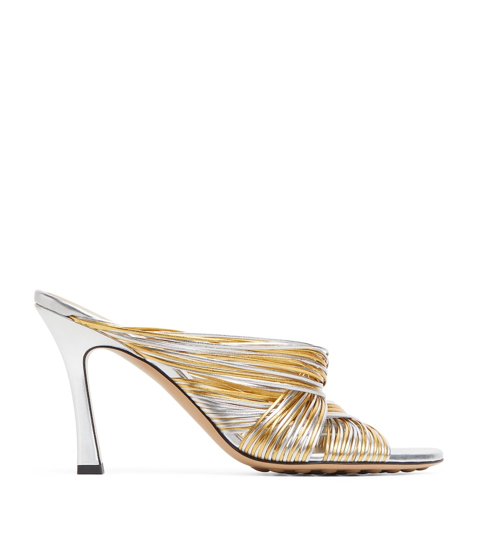 Metallic Leather Rana Tubular Mules 90