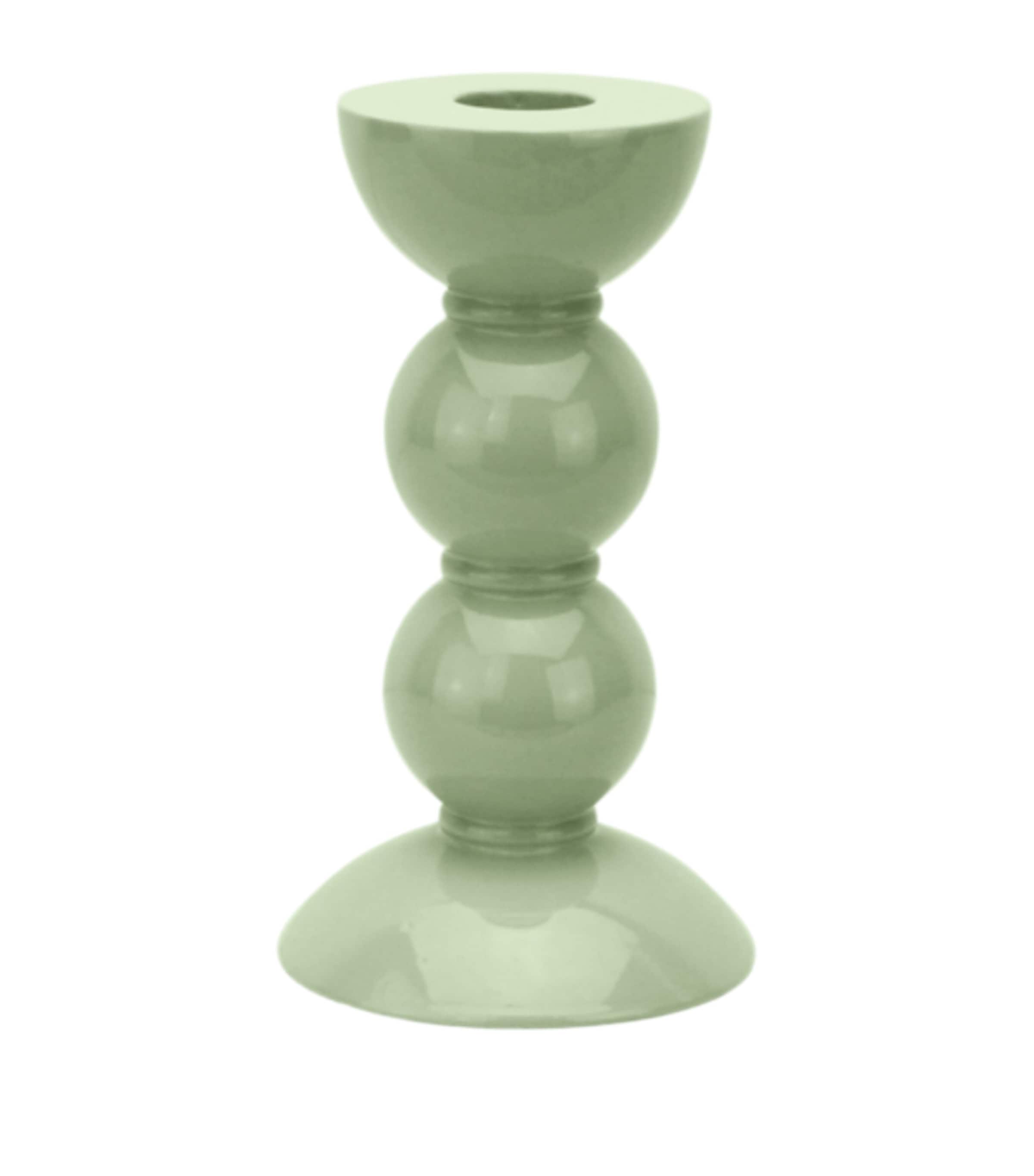 Addison Ross Medium Bobbin Candlestick Holder (14cm) Green