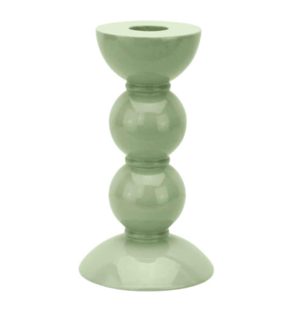 Addison Ross Medium Bobbin Candlestick Holder (14cm) Green