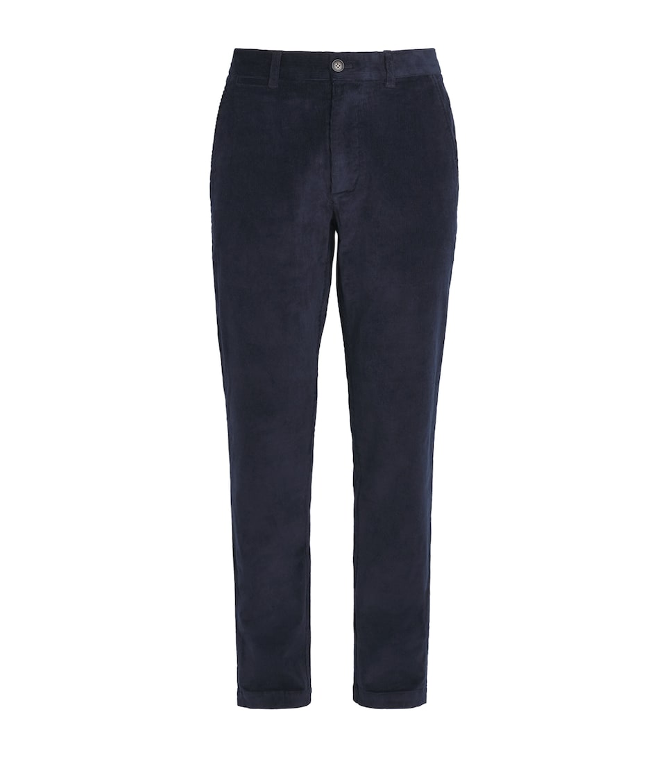 Barbour Mens Stretch-Cotton Corduroy Tailored Trousers Navy