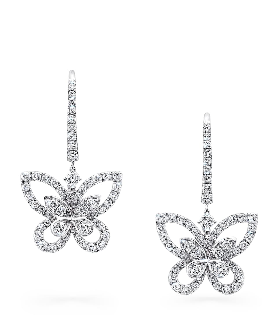 White Gold and Diamond Butterfly Drop Earrings