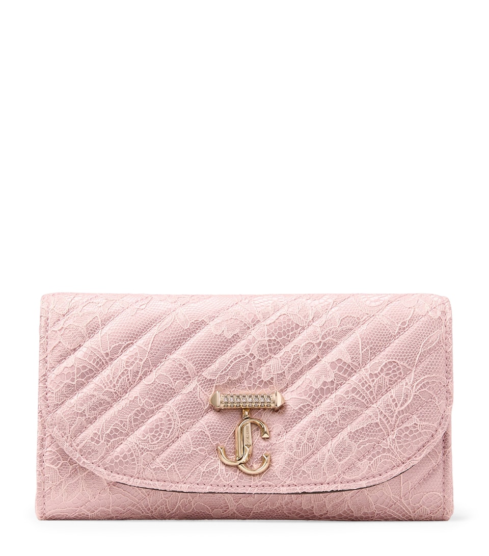 Jimmy Choo Leather Curve Chain Wallet Rose/shiny Gold