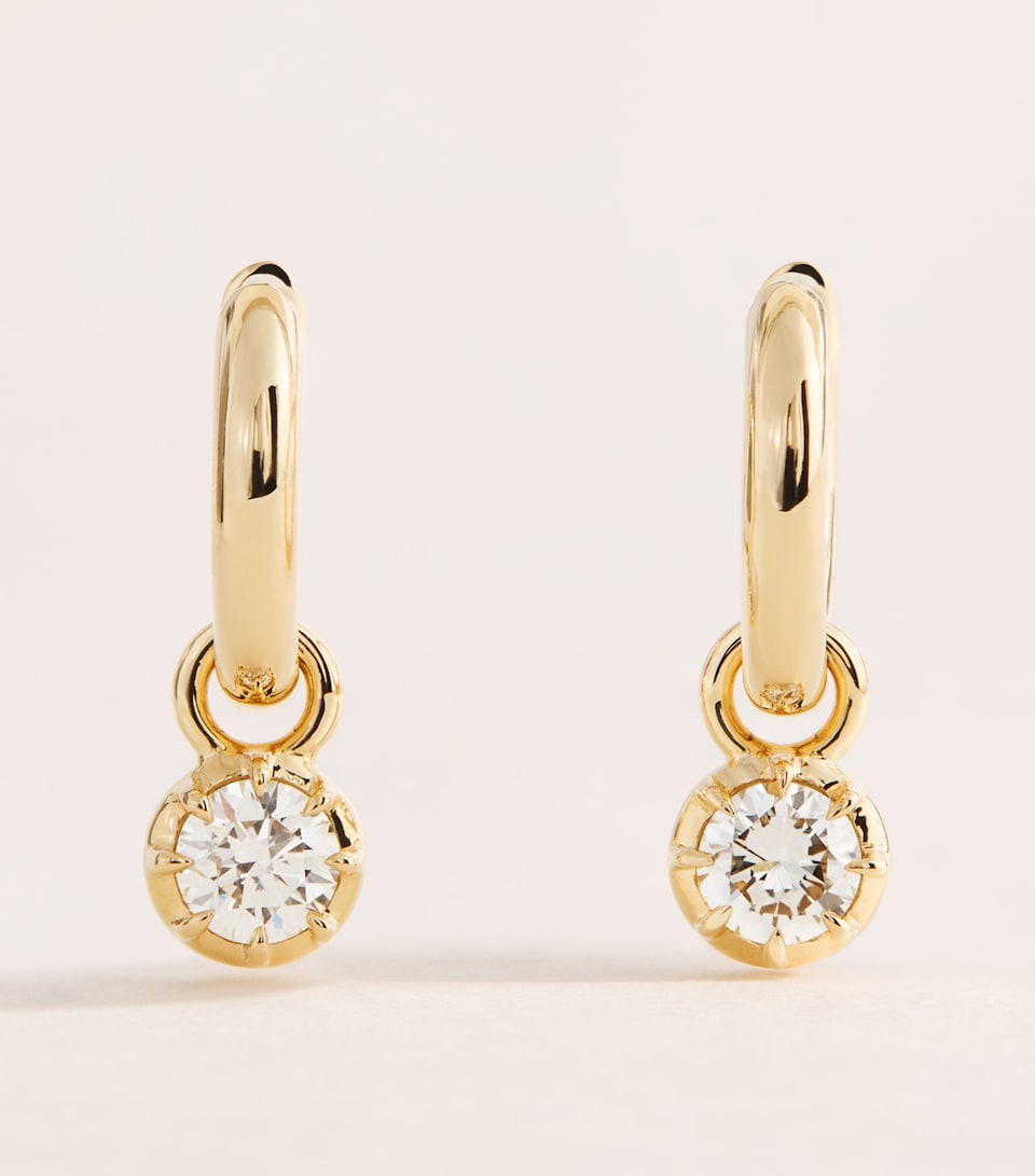 Harrods Yellow Gold and Diamond Hoop Earrings (0.50ctw) Yellow Gold