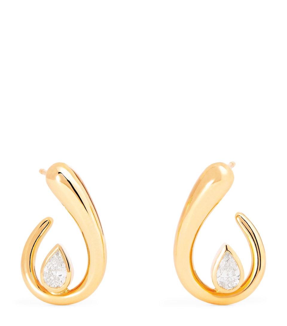 Yellow Gold and Diamond Loop Earrings