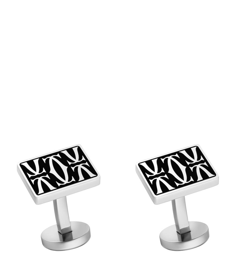 Sterling Silver and Black Lacquer Double C de Cartier Cufflinks