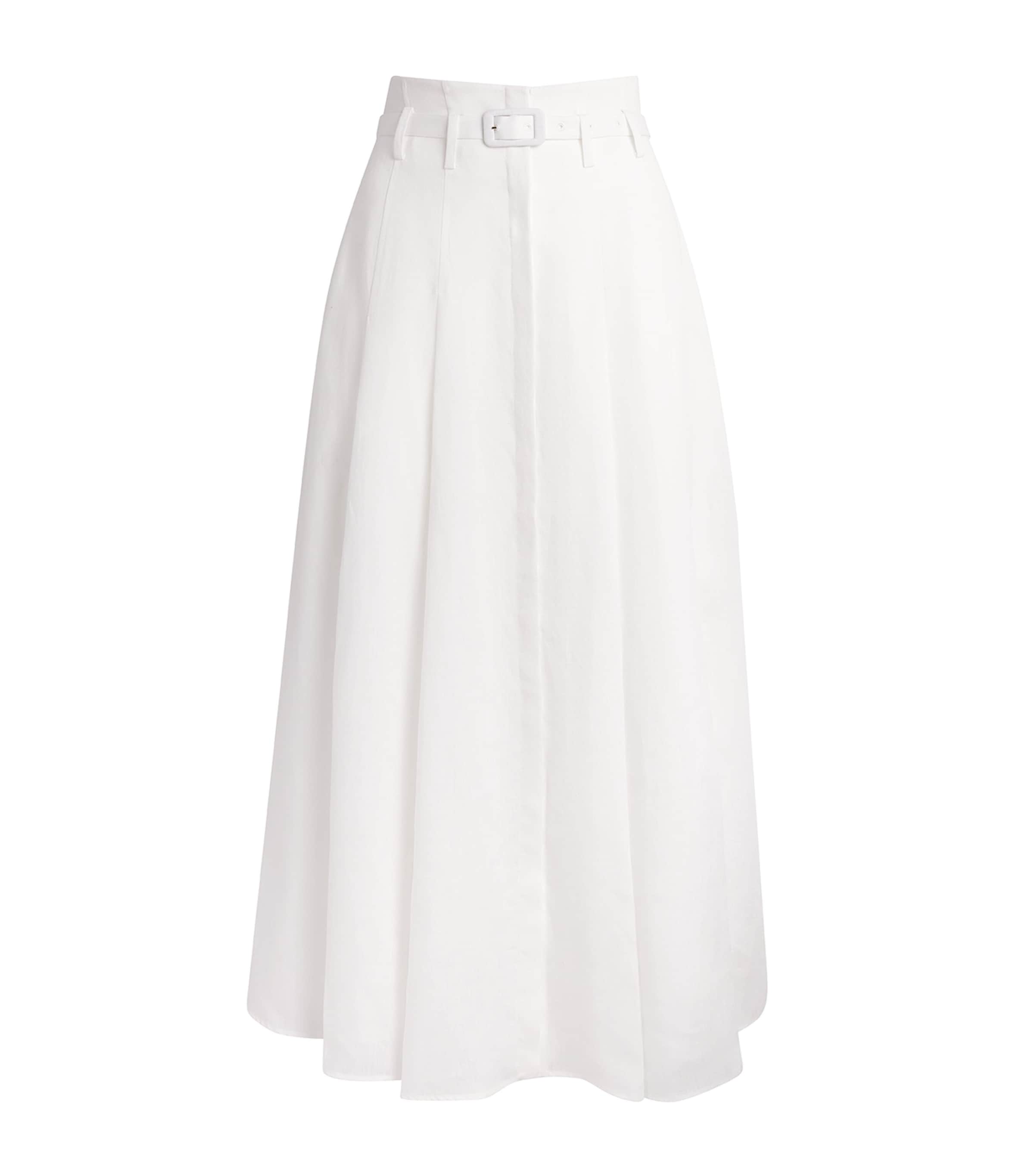 Gabriela Hearst Womens Linen Pleated Dugald Midi Skirt Wht White