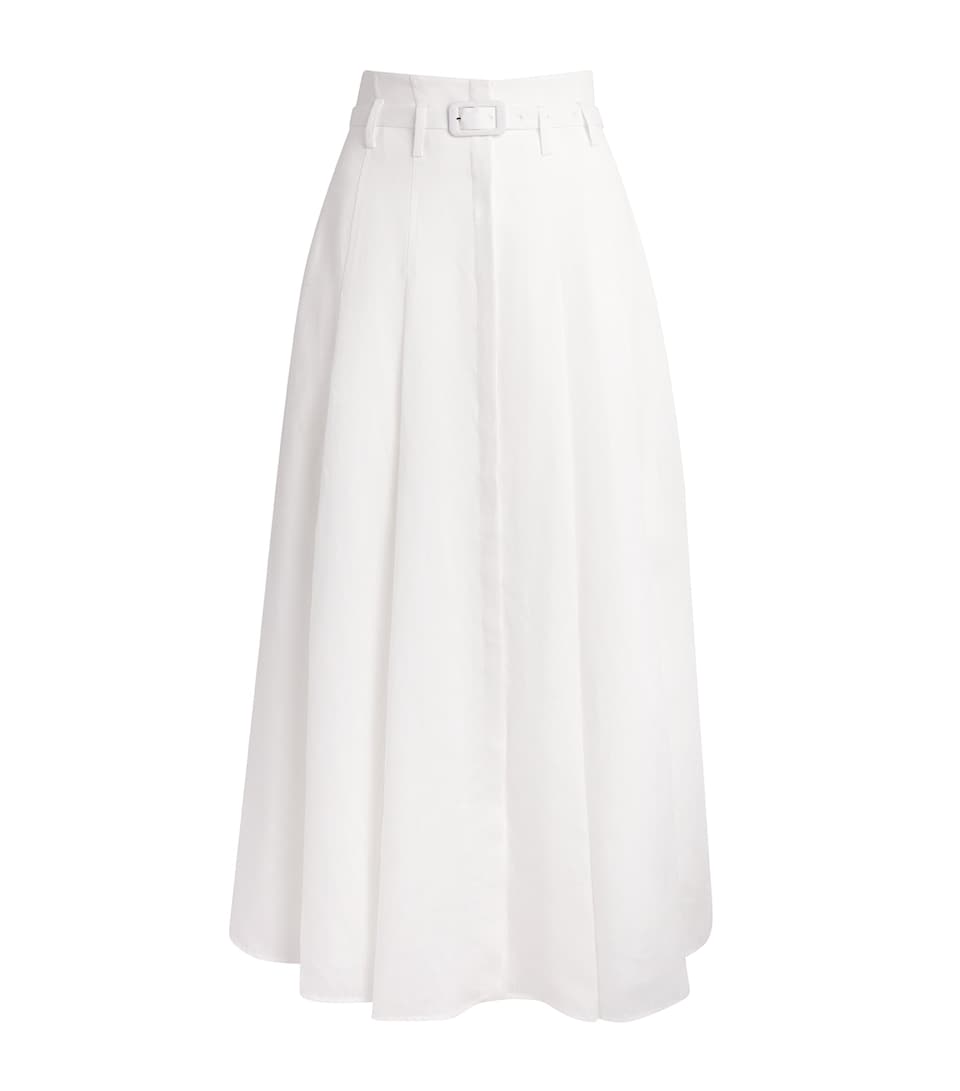 Gabriela Hearst Womens Linen Pleated Dugald Midi Skirt Wht White