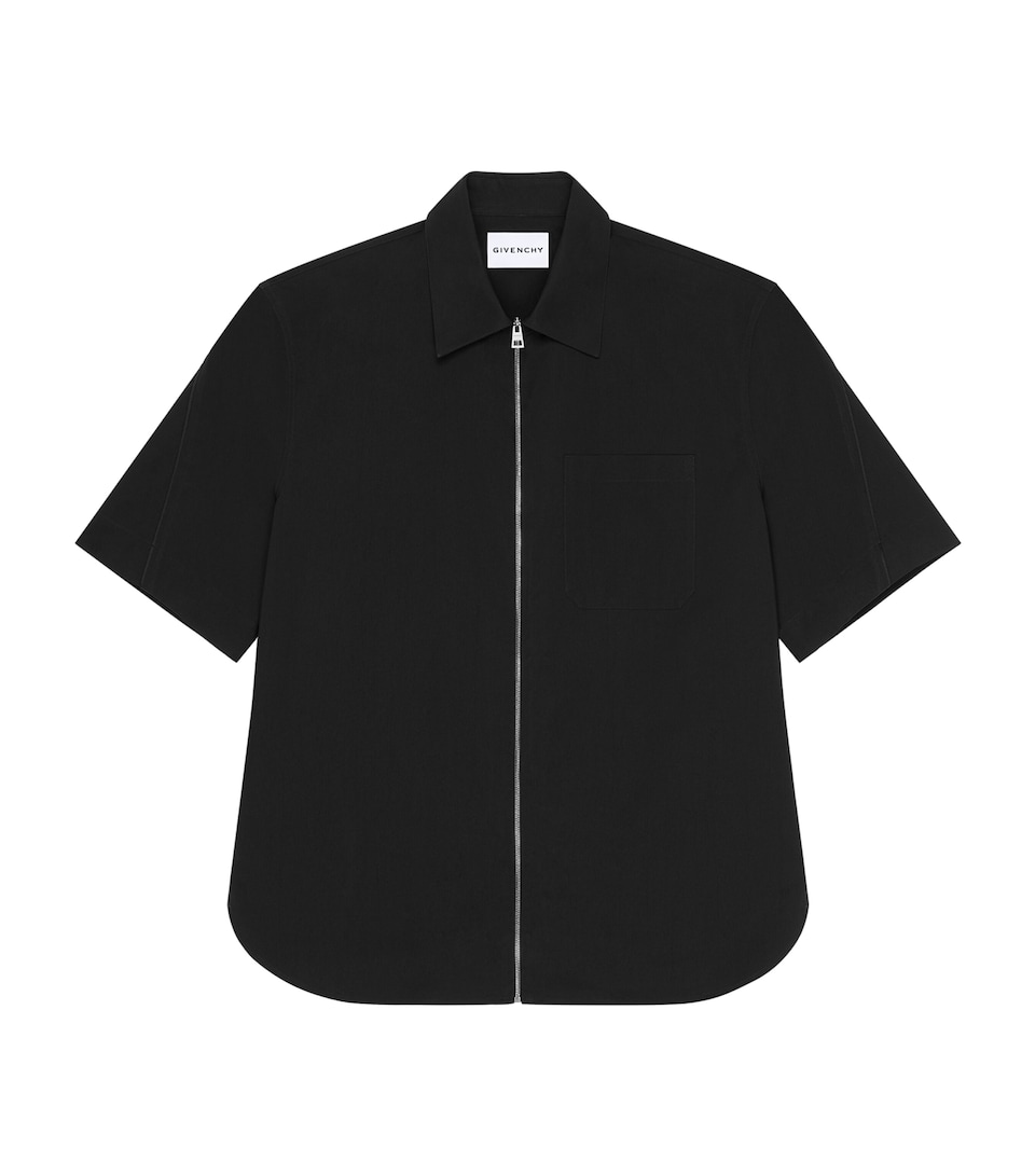 Nylon Zip-Up Short-Sleeve Shirt