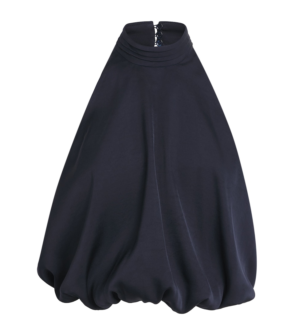 Claudie Pierlot Womens Satin Open-Back Blouse Navy