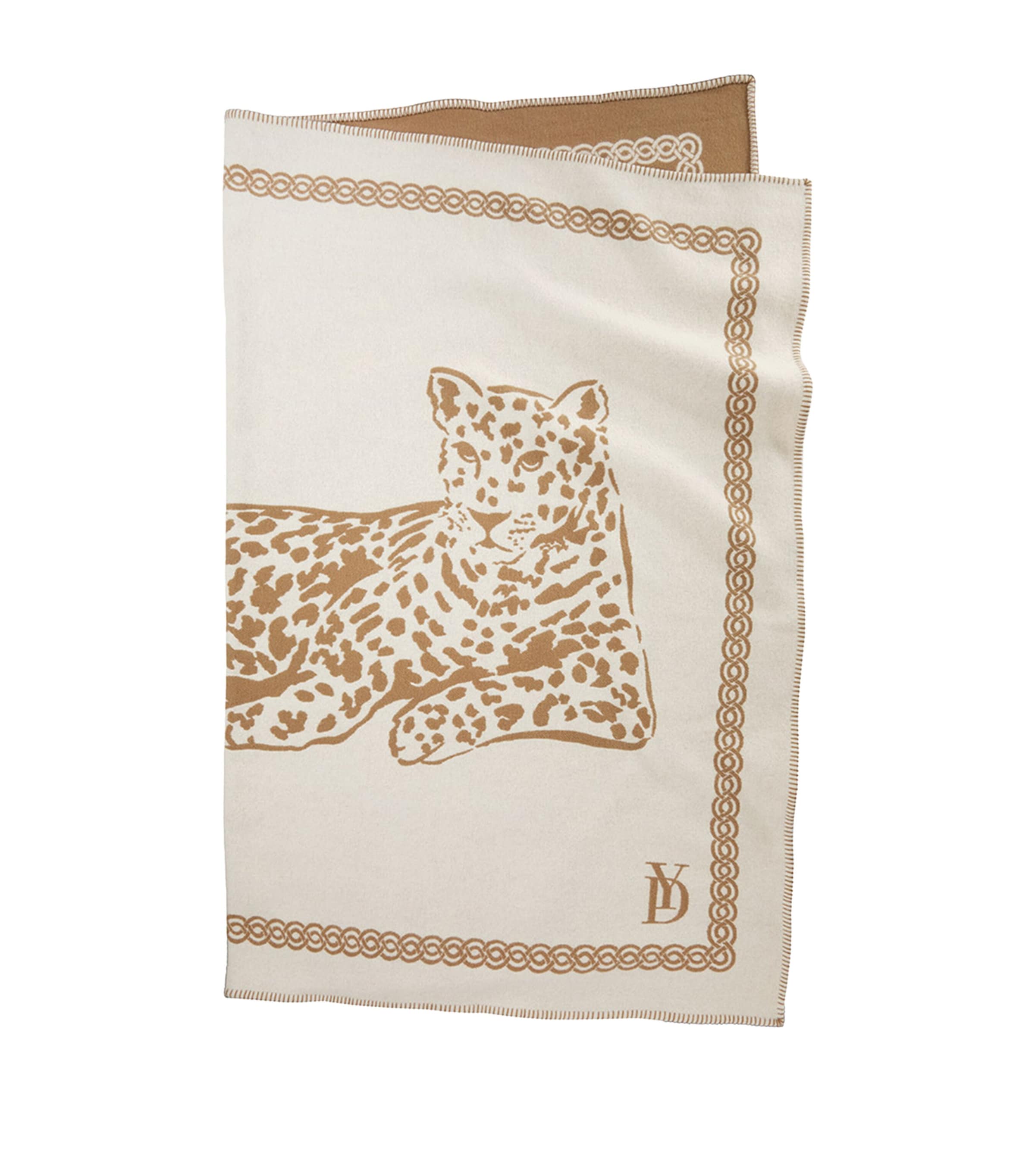 Yves Delorme Wool Leopard Throw (130cm x 170cm) Camel