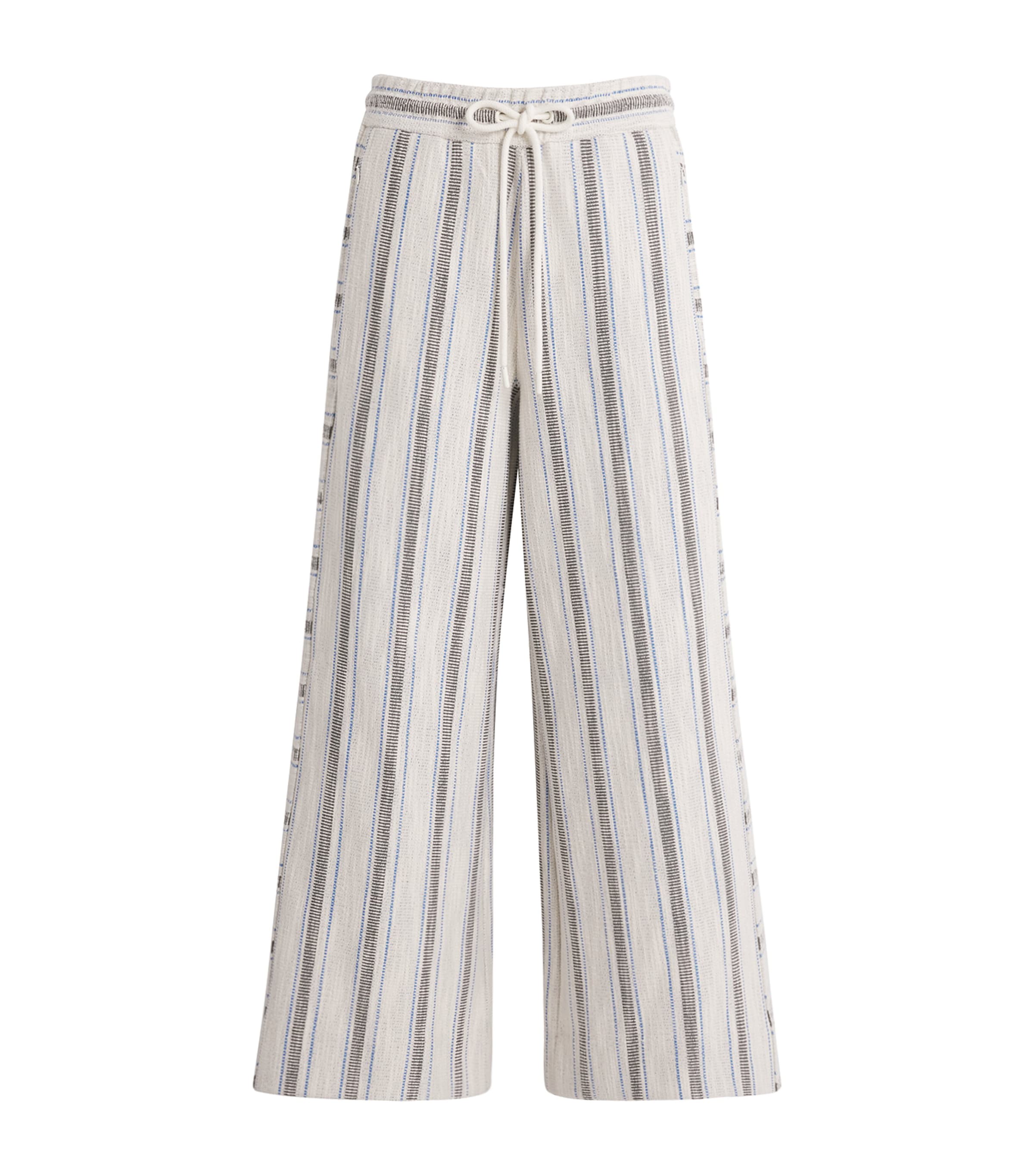 ME+EM Womens Stripe Cropped Wide-Leg Trousers Light Cream Multi
