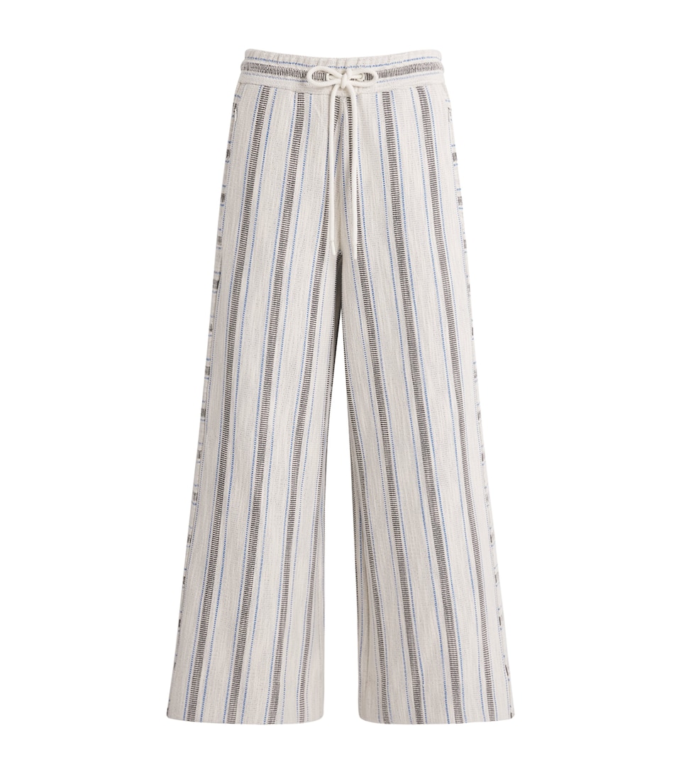 ME+EM Womens Stripe Cropped Wide-Leg Trousers Light Cream Multi