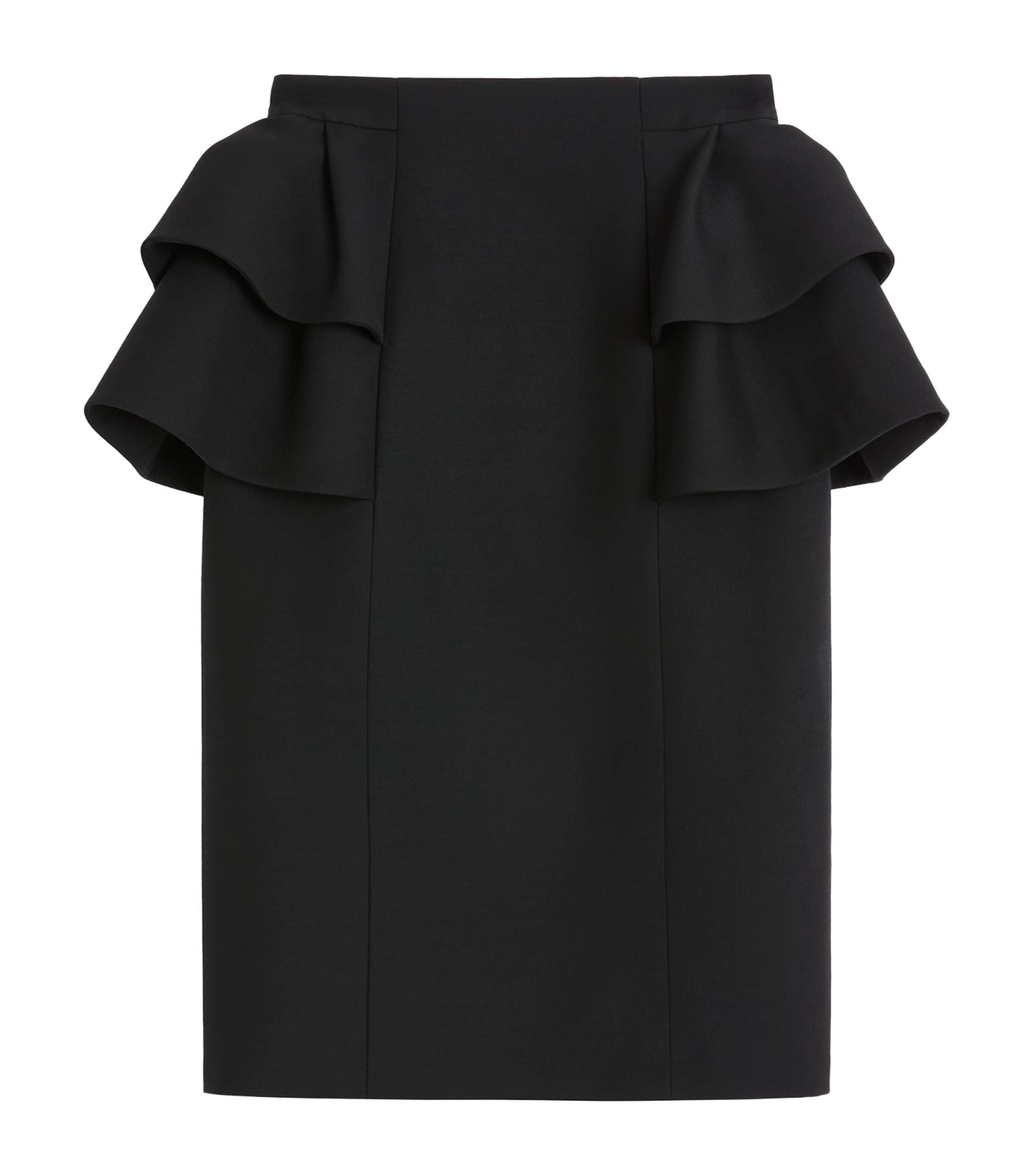 Valentino Womens Wool-Silk Ruffled Midi Skirt
