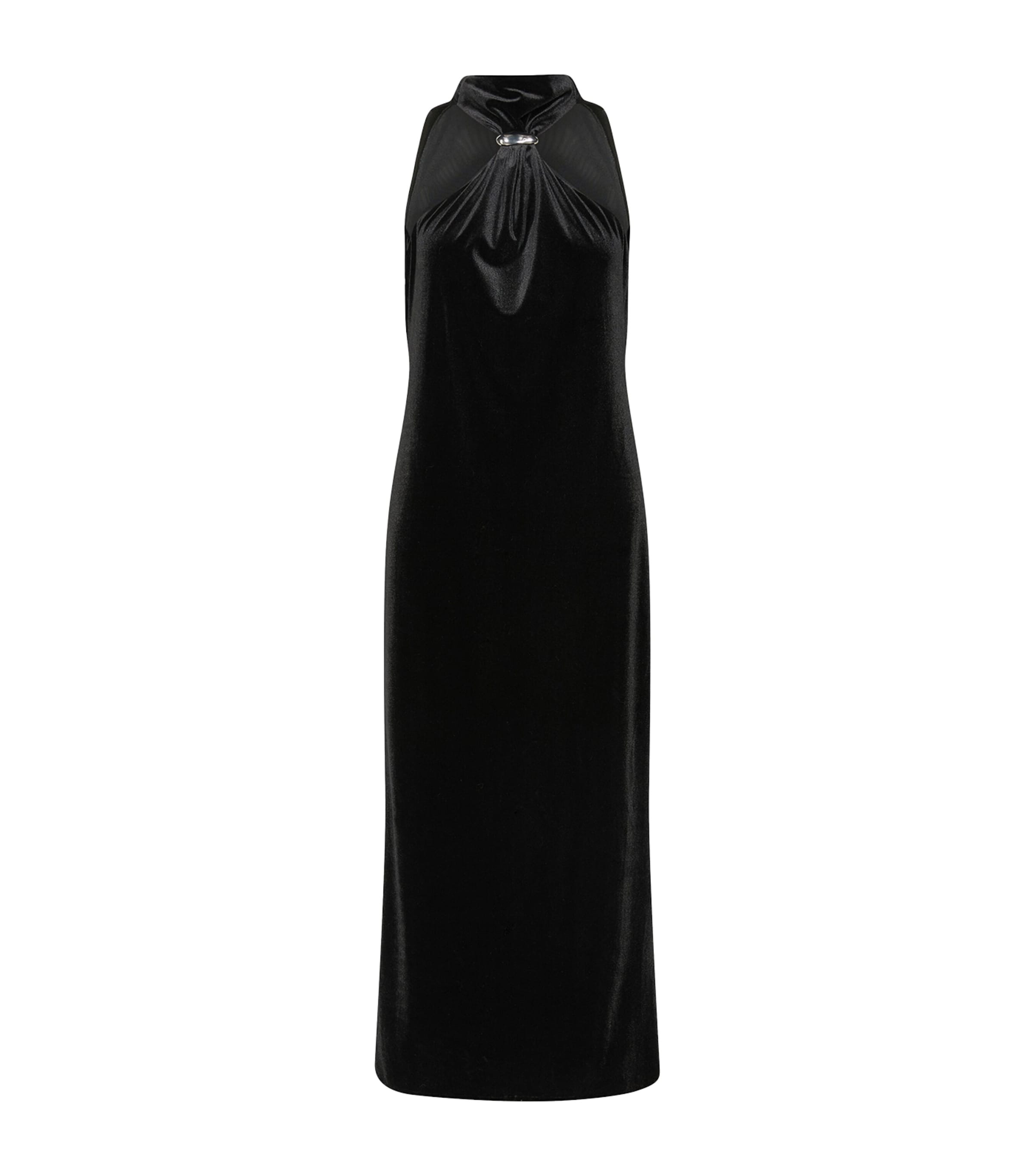Marella Womens Velvet Halterneck Midi Dress Black