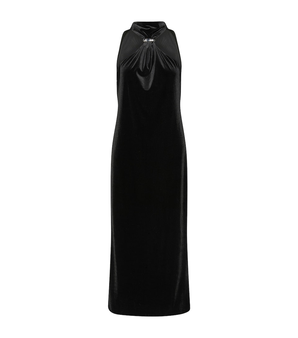 Marella Womens Velvet Halterneck Midi Dress Black