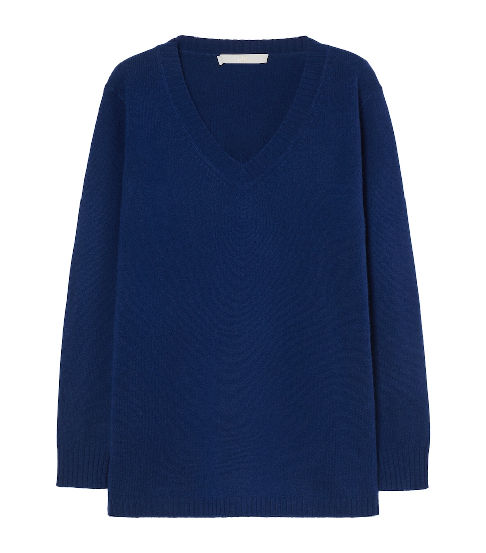 Marina Rinaldi Womens Cashmere V-Neck Sweater Midnightblue