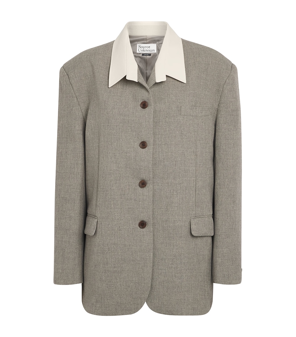 Source Unknown Womens Contrast-Collar Suki Blazer Shirt Gy