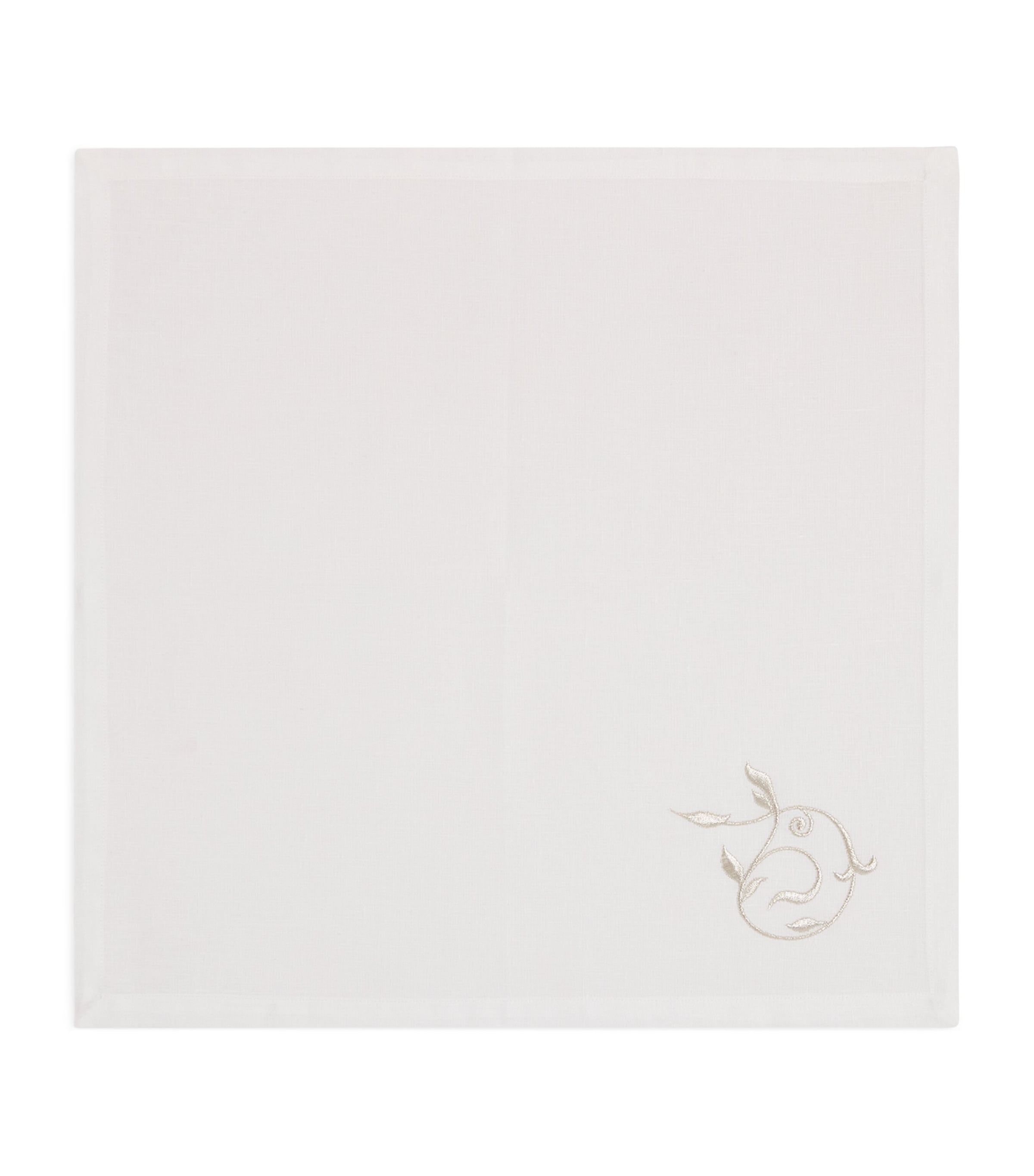 Linen Embroidered Scroll Napkin (45cm x 45cm)
