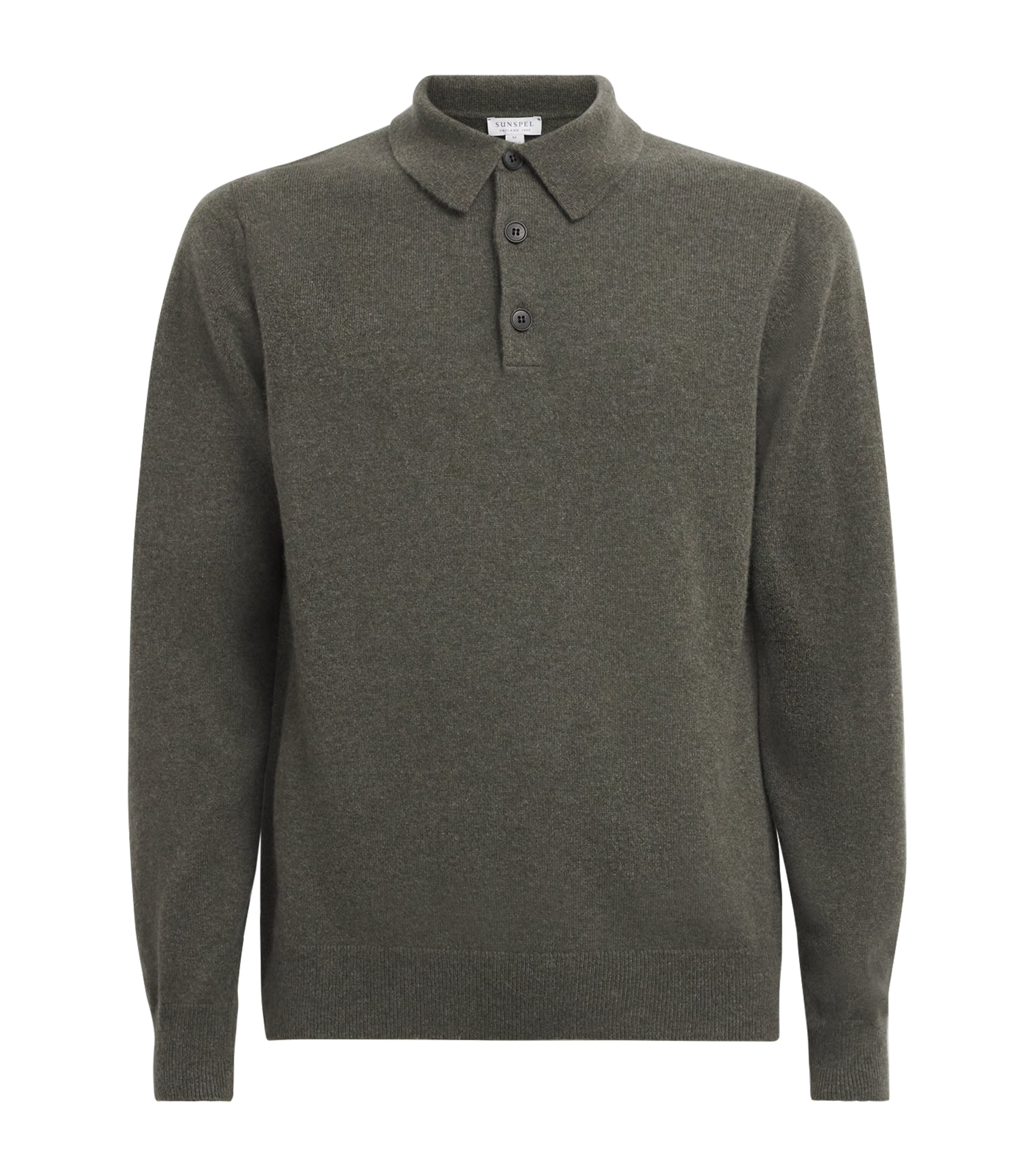 Sunspel Mens Cashmere Long-Sleeve Polo Shirt