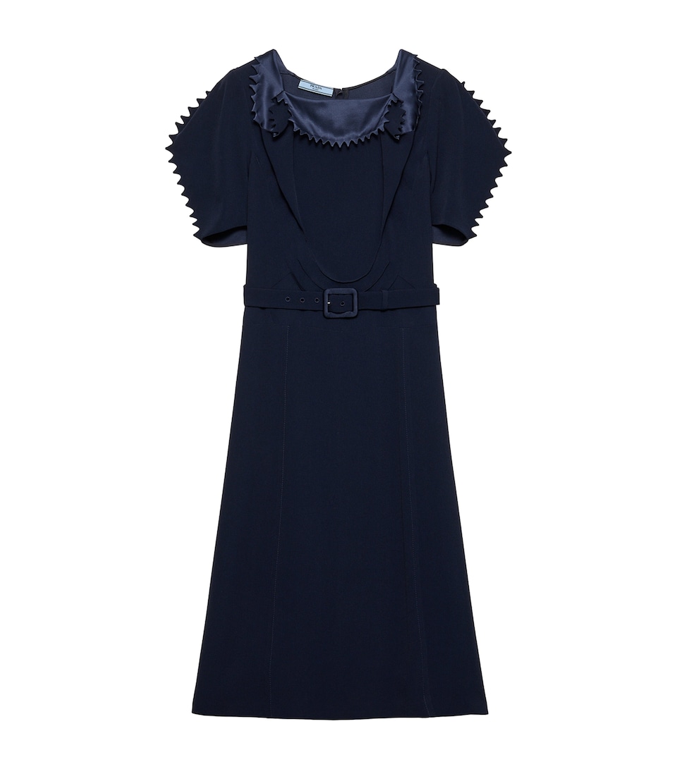 Satin Crepe Belted Midi Dress