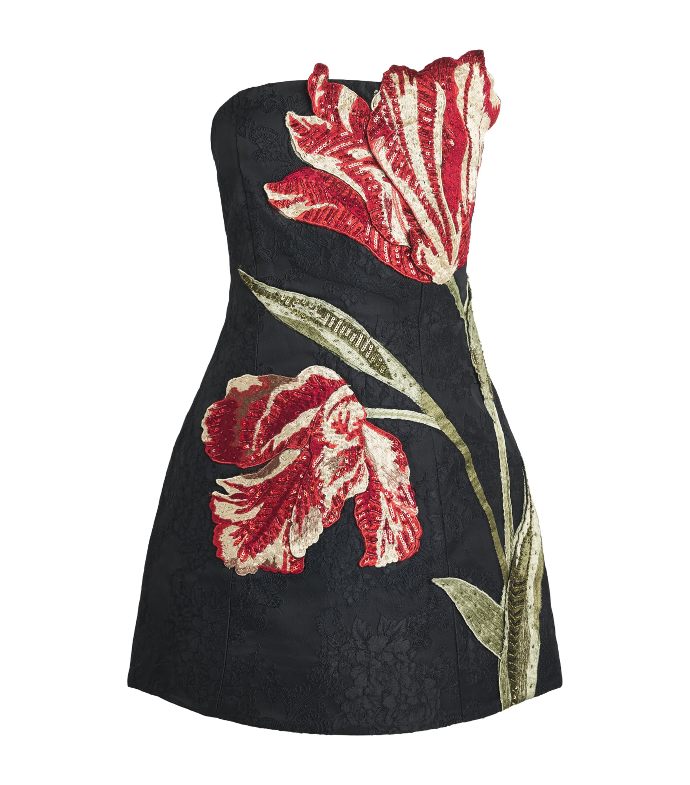 Alice+Olivia Womens Embellished Katia Mini Dress Soft Tulip Blck