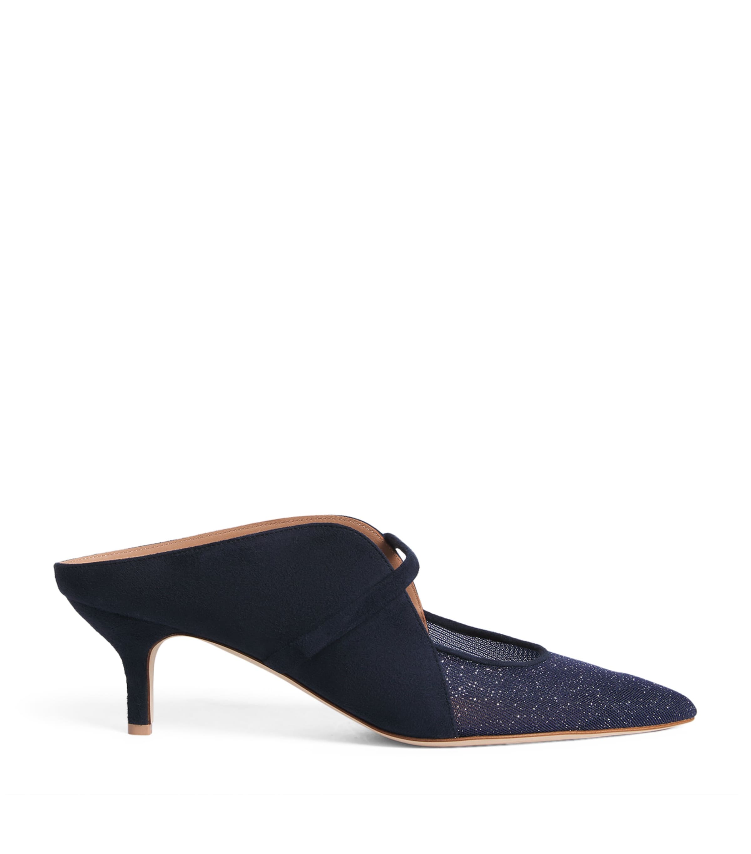 Malone Souliers Suede Embellished Maureen Arc Heeled Mules 45 Midnight
