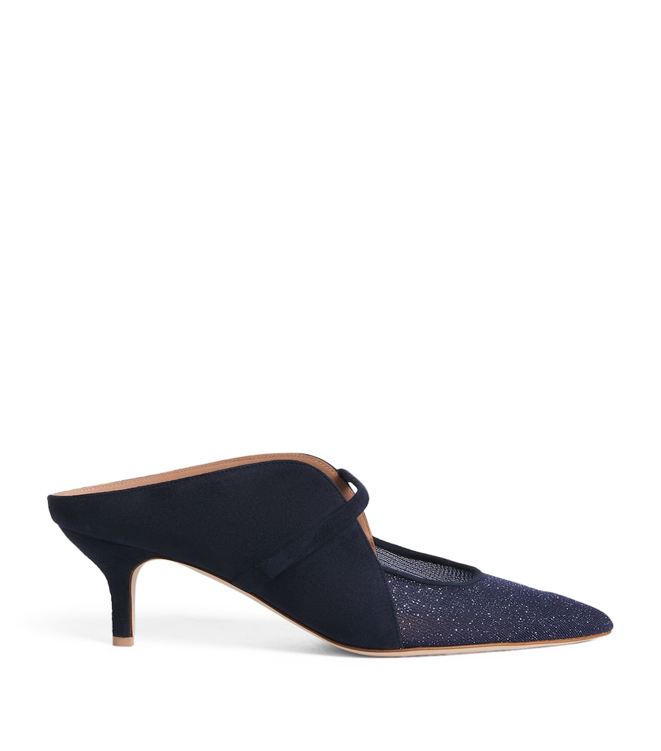Malone Souliers Suede Embellished Maureen Arc Heeled Mules 45 Midnight