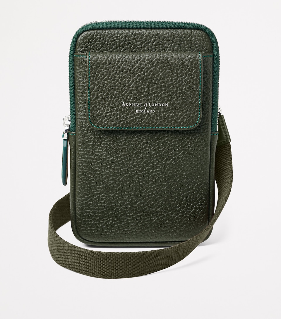 Leather Reporter Crossbody Phone Pouch
