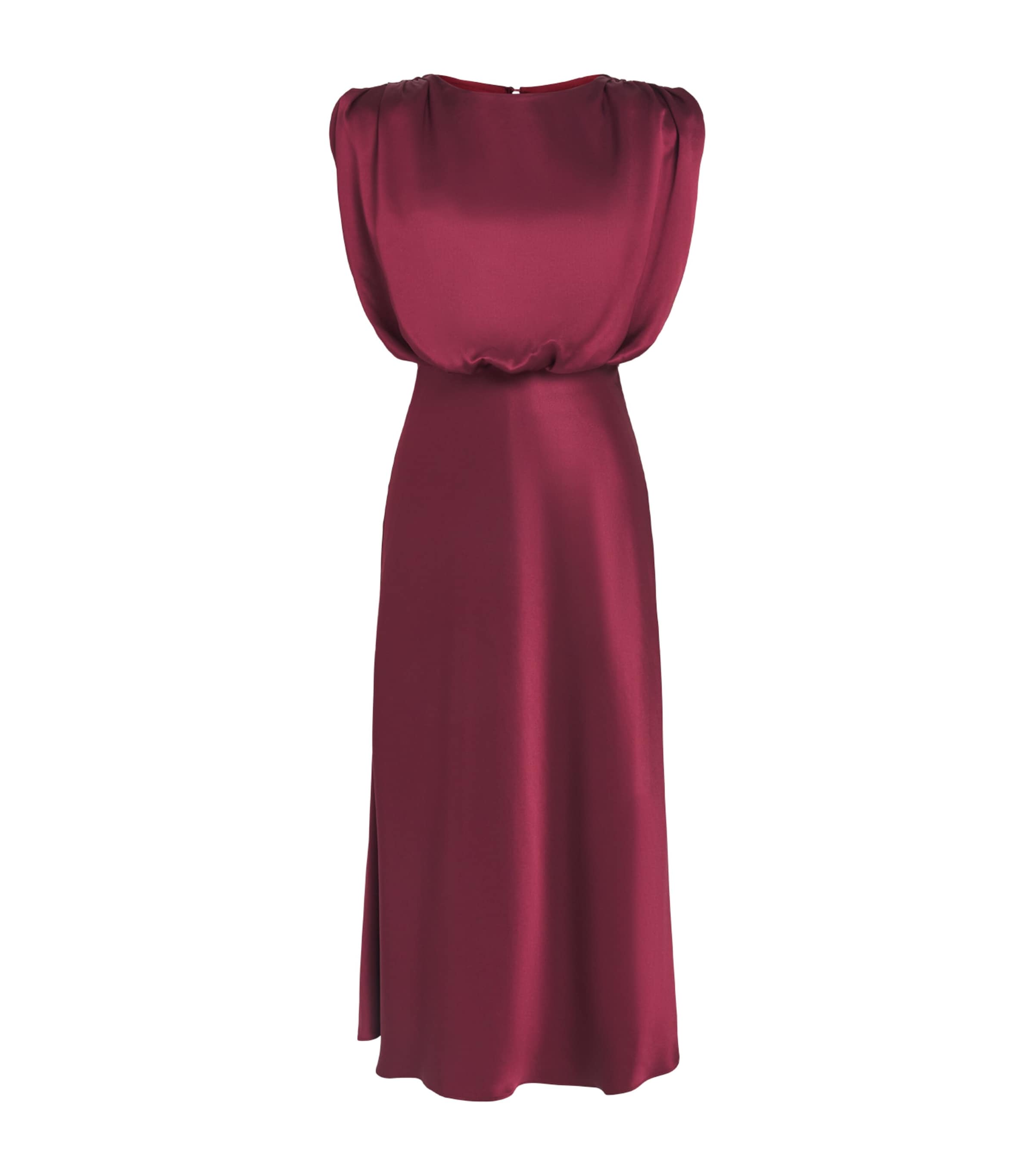 Toccin Womens Satin Flora Midi Dress Wine