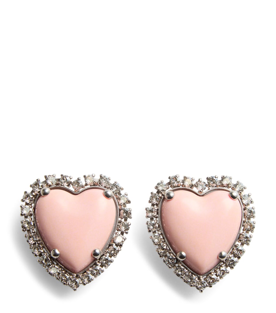 Metal, Resin and Swarovski Crystal Coeur Hyperbole Clip-On Earrings