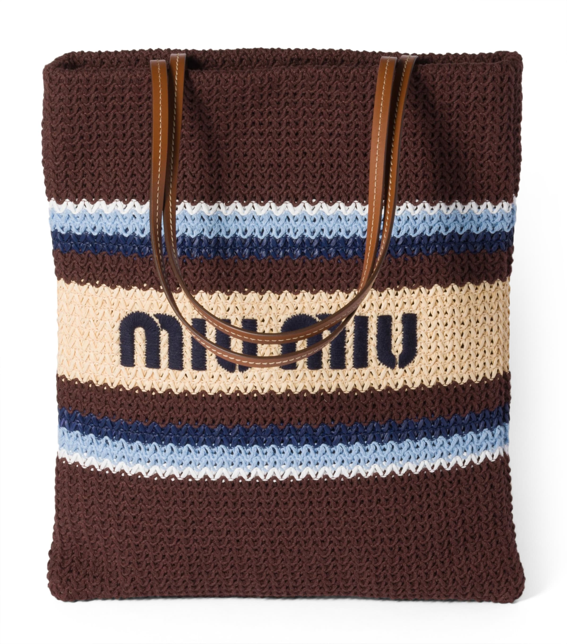 Miu Miu Woven Raffia-Effect Tote Bag
