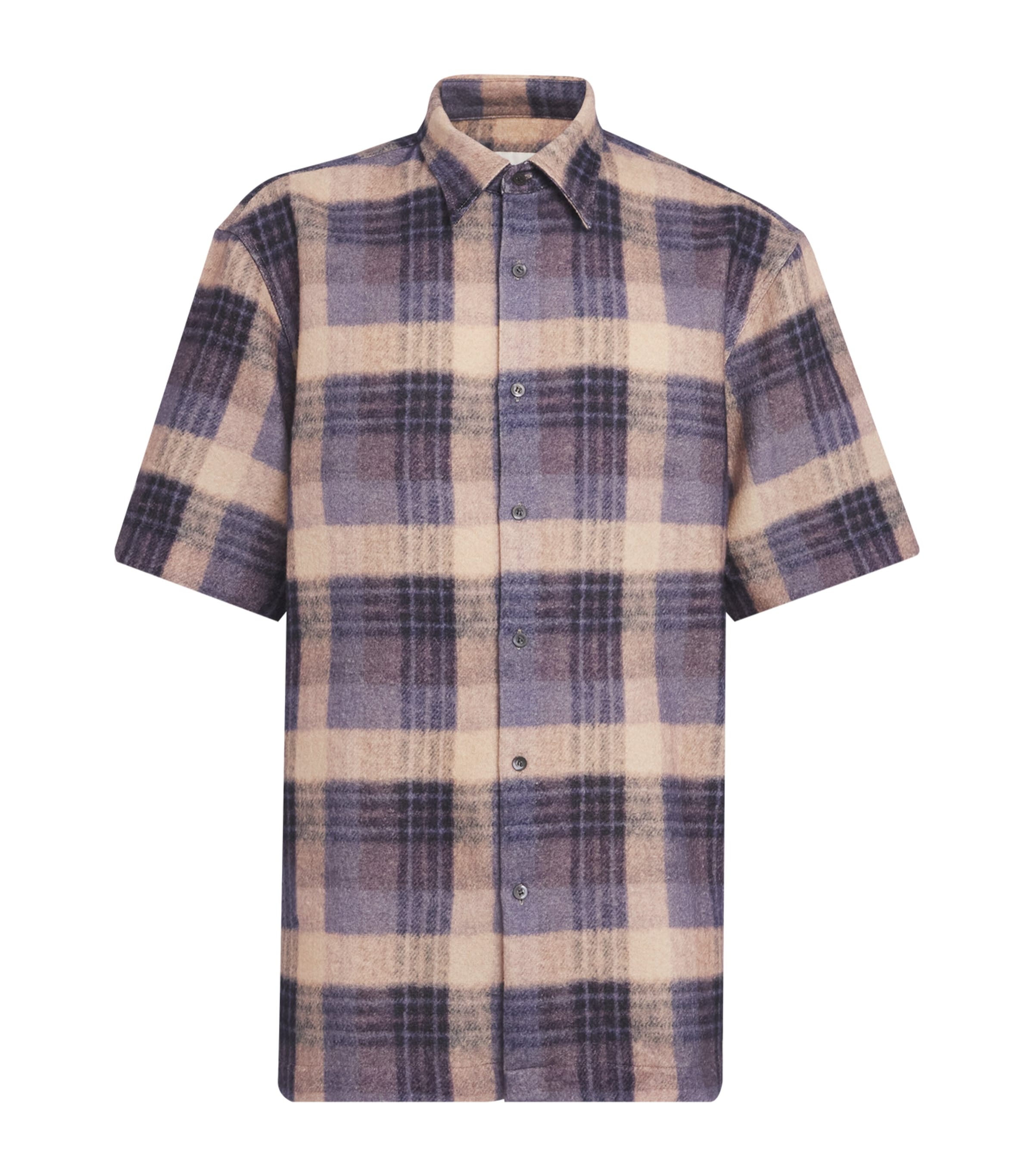 Wool Check Short-Sleeve Shirt
