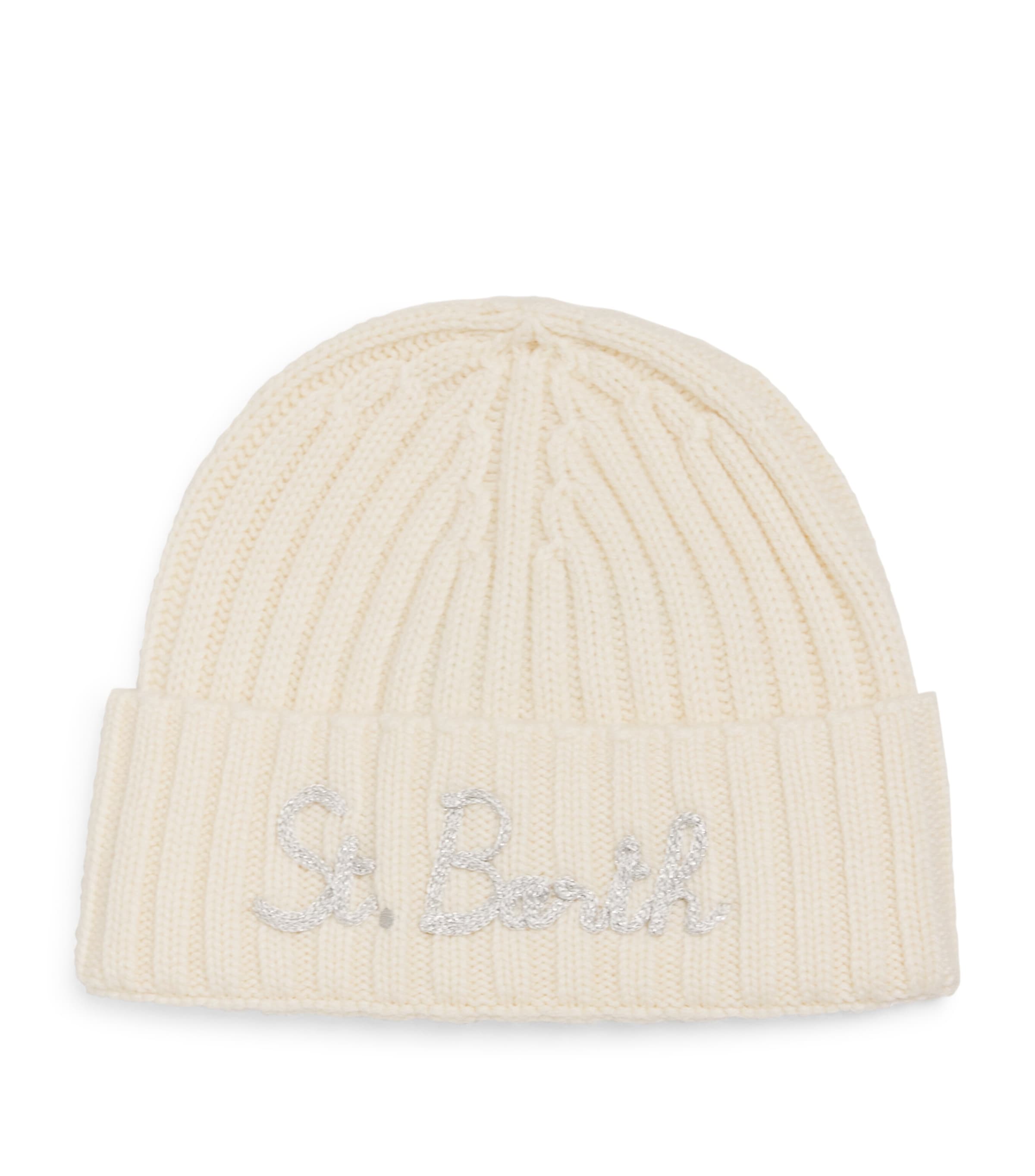 Wool-Blend Ribbed Logo Beanie