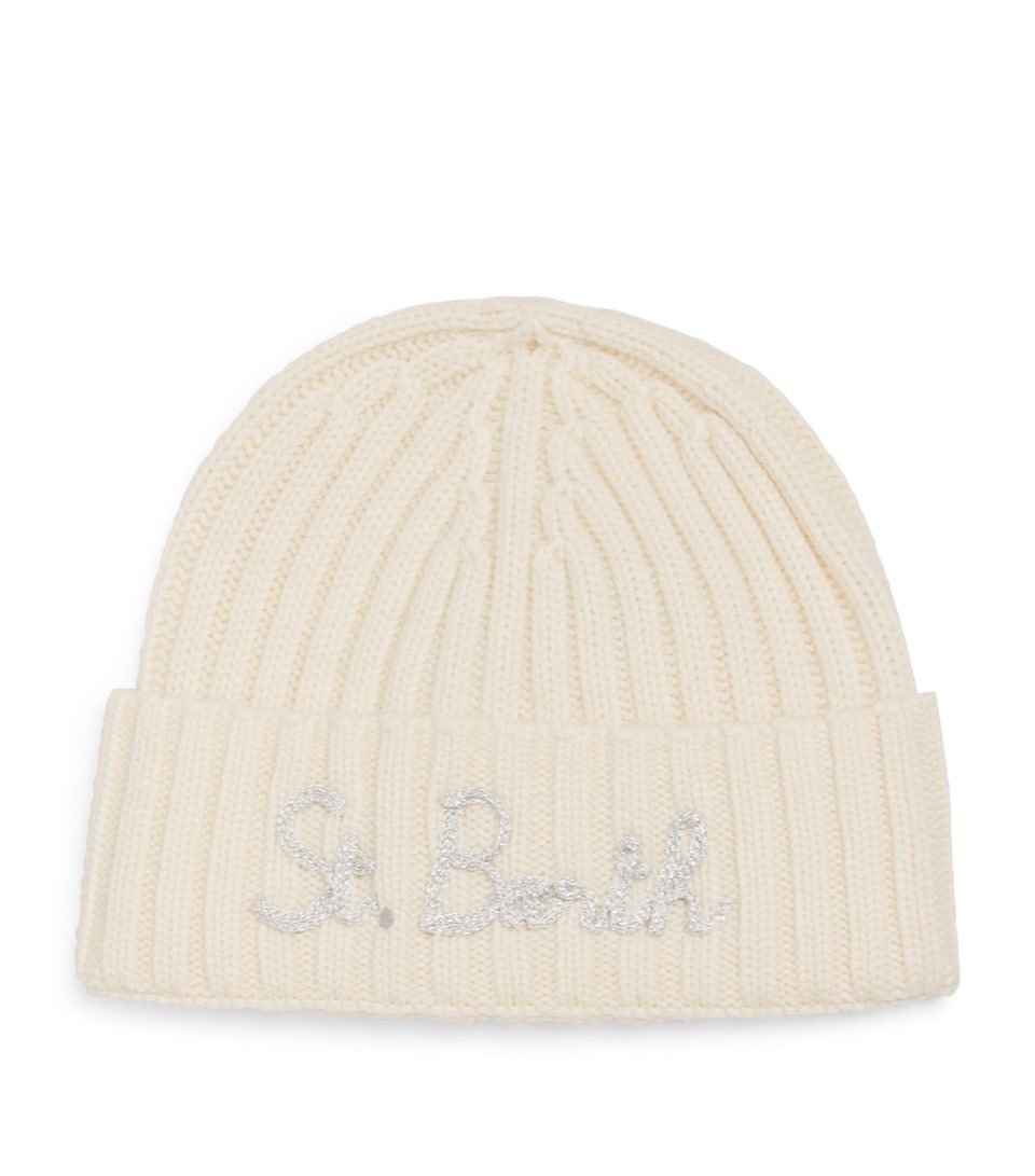 Wool-Blend Ribbed Logo Beanie