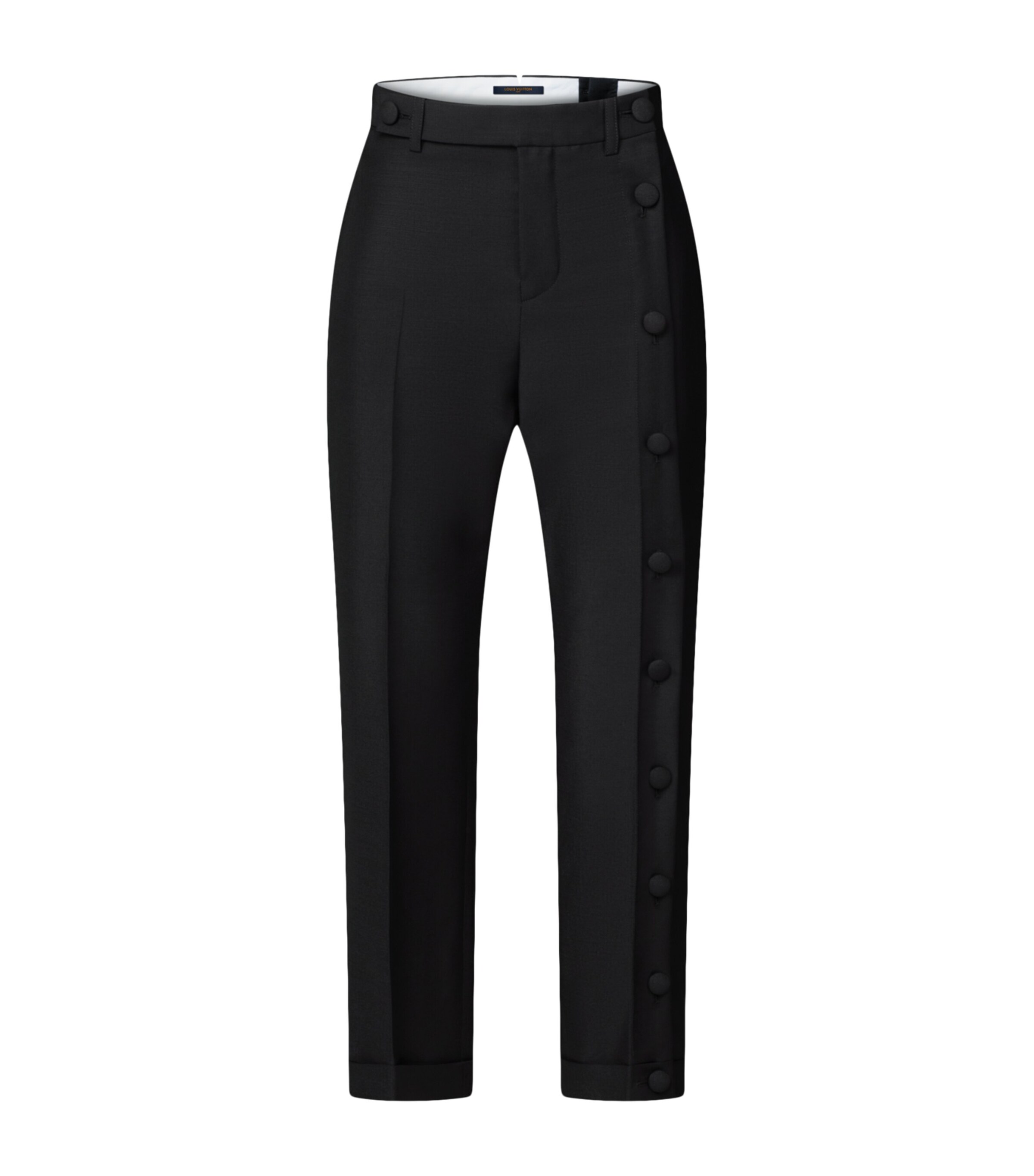 LOUIS VUITTON Womens Mohair-Wool Buttton-Leg Tailored Trousers Black