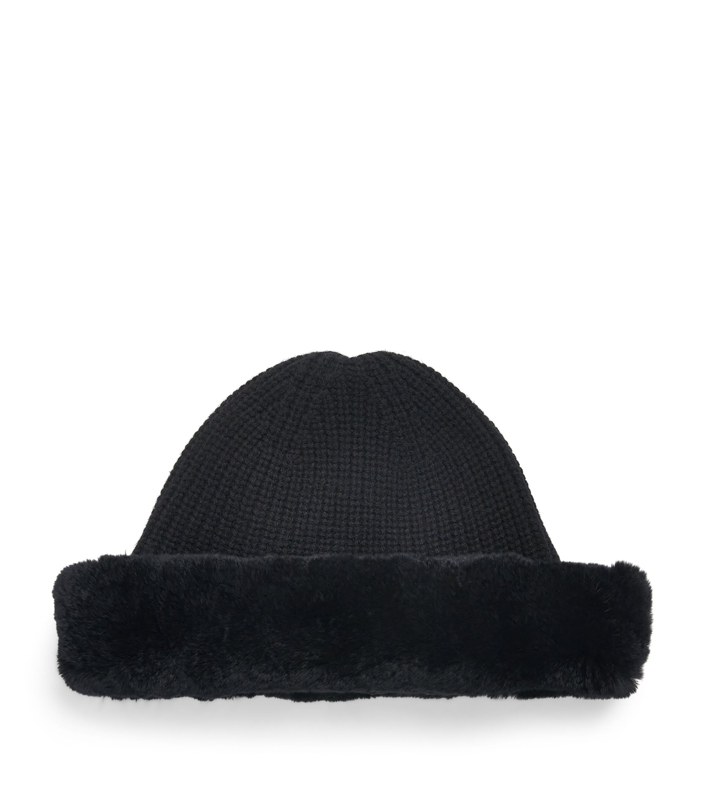 Yves Salomon Wool-Cashmere Rabbit Fur Trim Beanie