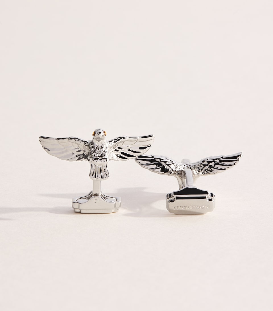 Tateossian Thompson Palladium-Plated Eagle Cufflinks Brown