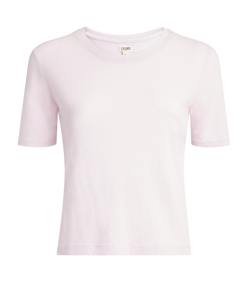 L'Agence Womens Organic Cotton Stormy Cropped T-Shirt Icli Icy Lilac