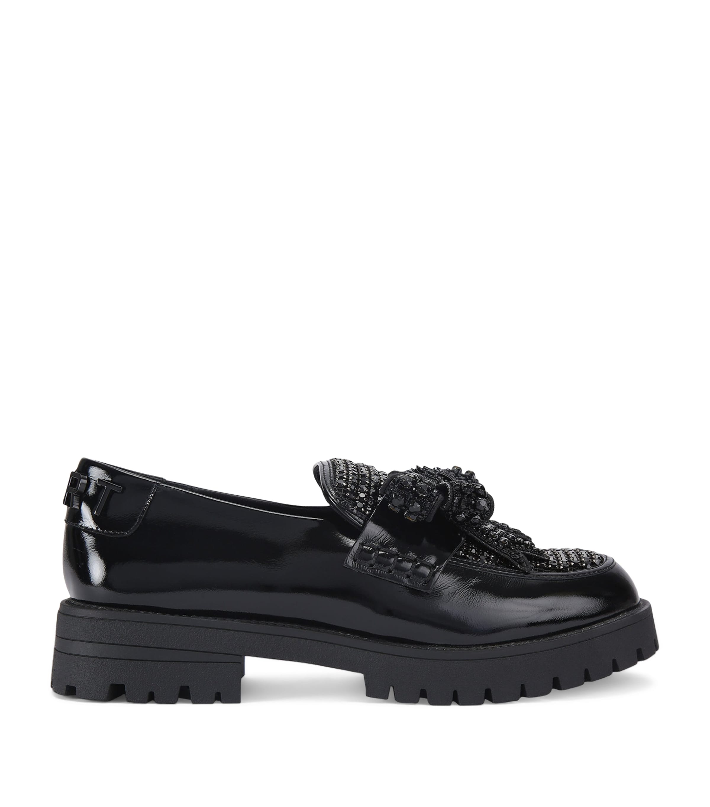 Kurt Geiger London Leather Embellished Bow Loafers Black