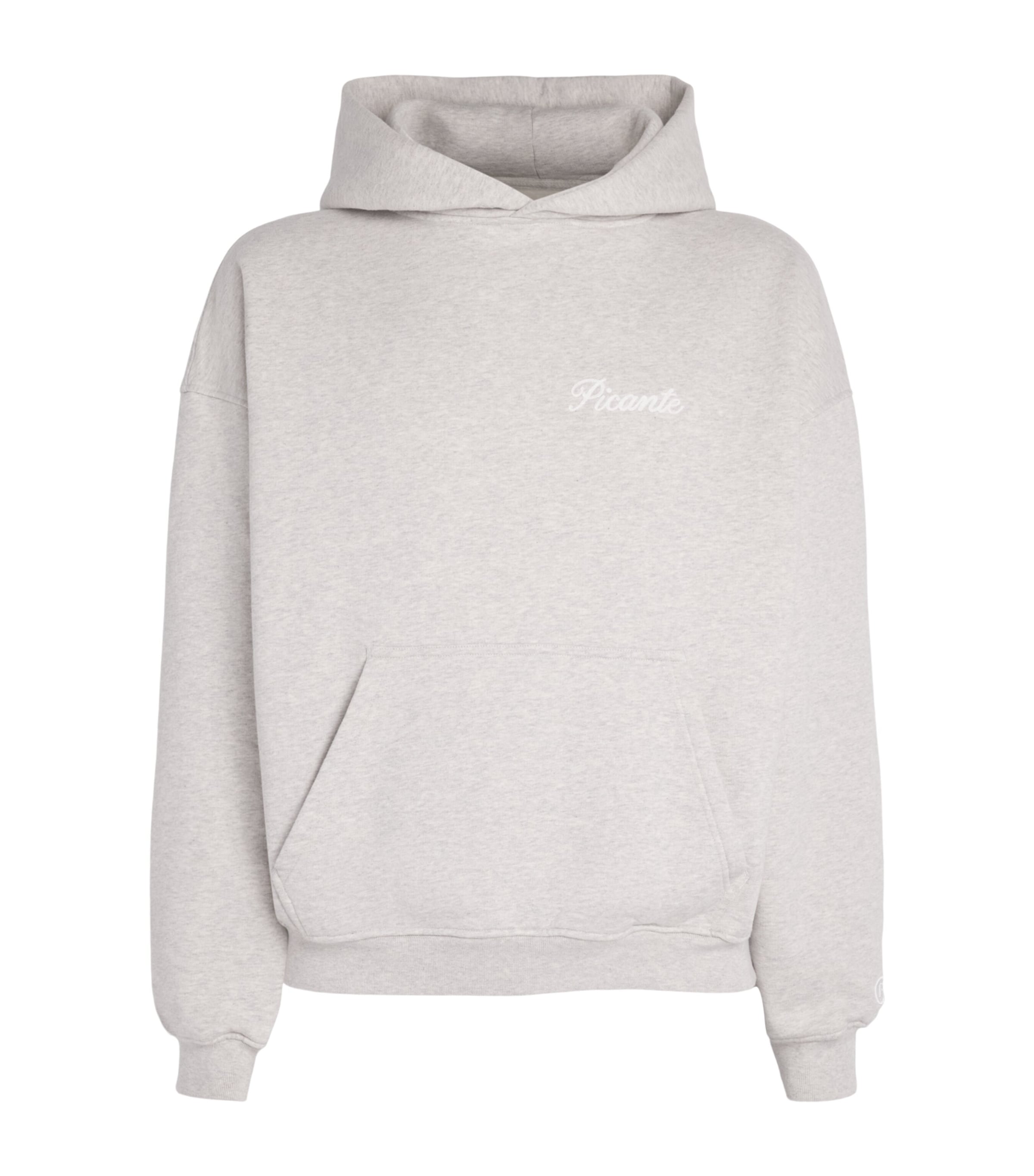 Picante Mens Organic Cotton Tailor Logo Hoodie Grey Marl