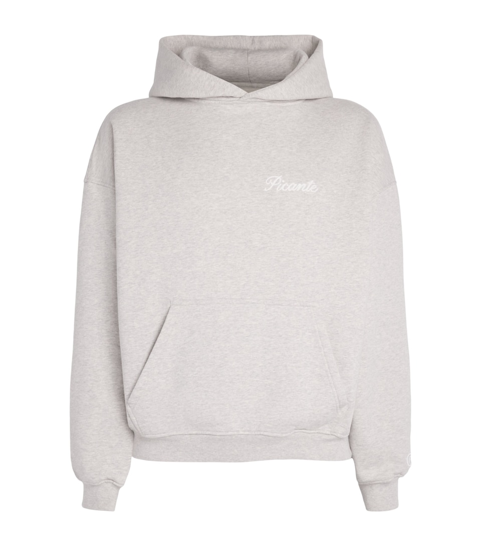 Picante Mens Organic Cotton Tailor Logo Hoodie Grey Marl