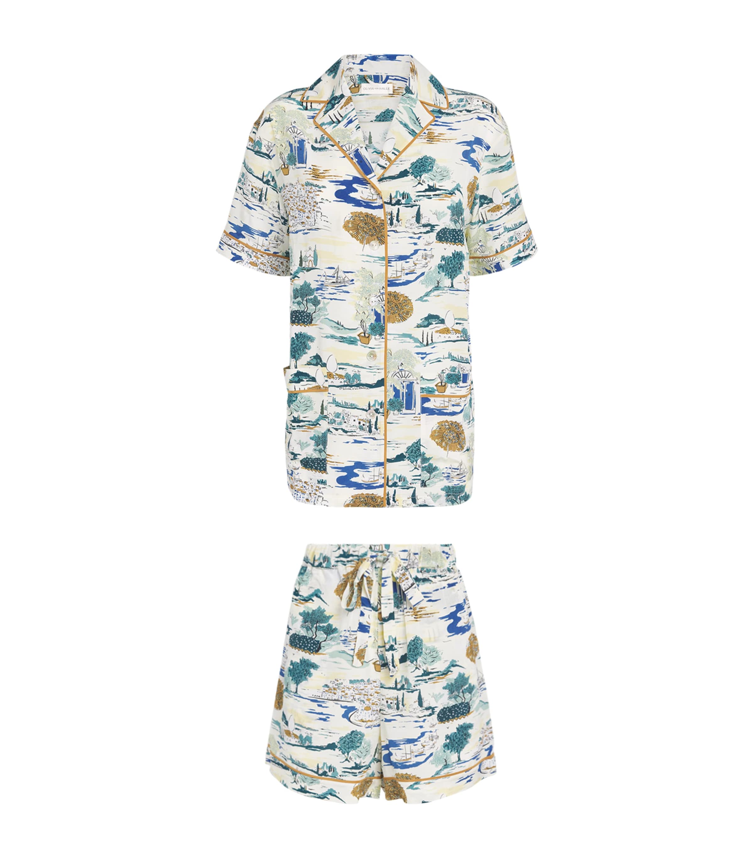 Olivia von Halle Womens Silk Ingo Landscapes Pyjama Set Cadaques