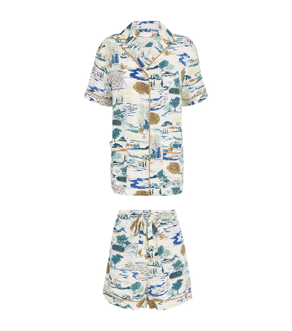 Olivia von Halle Womens Silk Ingo Landscapes Pyjama Set Cadaques